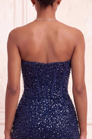 Load image into Gallery viewer, Sparkly Champagne Tight Ruched Sequin Short Corset Cocktail Dress