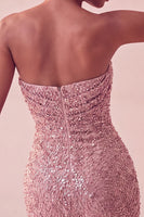 Load image into Gallery viewer, Sparkly Navy Strapless Tight Sequin Ruched Short Cocktail Dress