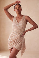 Load image into Gallery viewer, Sparkly Pink Ruched Tight Short Sequin Cocktail Dress with Cape