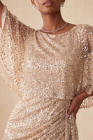 Load image into Gallery viewer, Sparkly Pink Ruched Tight Short Sequin Cocktail Dress with Cape