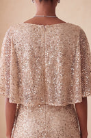 Load image into Gallery viewer, Sparkly Pink Ruched Tight Short Sequin Cocktail Dress with Cape