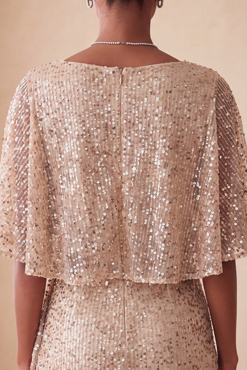 Load image into Gallery viewer, Sparkly Pink Ruched Tight Short Sequin Cocktail Dress with Cape