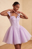 Load image into Gallery viewer, Mint Green A-Line Short Cocktail Dress with Covered Buttons