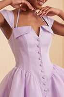 Load image into Gallery viewer, Mint Green A-Line Short Cocktail Dress with Covered Buttons