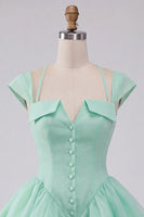 Load image into Gallery viewer, Mint Green A-Line Short Cocktail Dress with Covered Buttons