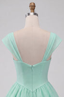 Load image into Gallery viewer, Mint Green A-Line Short Cocktail Dress with Covered Buttons