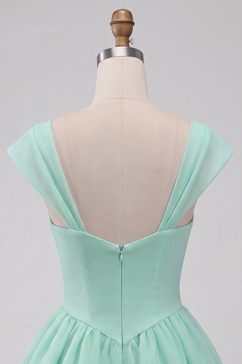 Load image into Gallery viewer, Mint Green A-Line Short Cocktail Dress with Covered Buttons