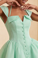 Load image into Gallery viewer, Mint Green A-Line Short Cocktail Dress with Covered Buttons