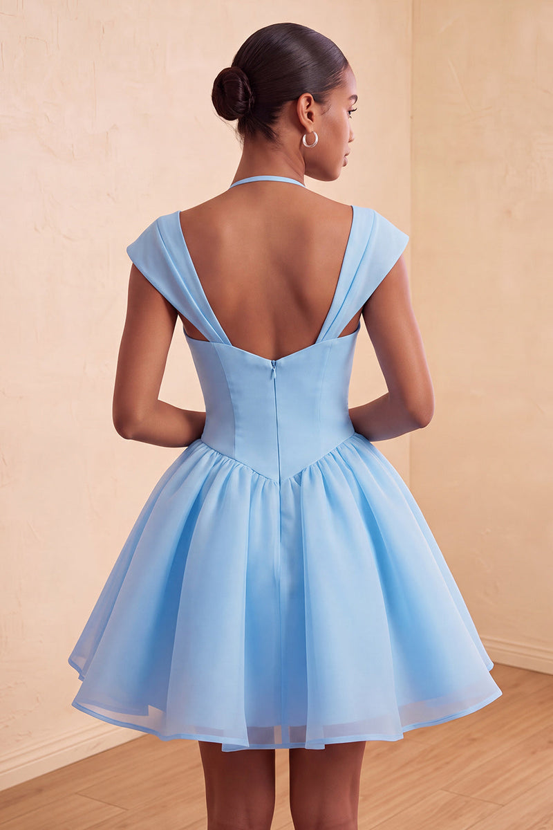 Load image into Gallery viewer, Mint Green A-Line Short Cocktail Dress with Covered Buttons