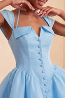 Load image into Gallery viewer, Mint Green A-Line Short Cocktail Dress with Covered Buttons