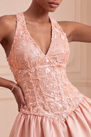 Load image into Gallery viewer, Sky Blue A-Line V-Neck Sequin Appliqued Short Cocktail Dress