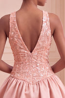 Load image into Gallery viewer, Sky Blue A-Line V-Neck Sequin Appliqued Short Cocktail Dress