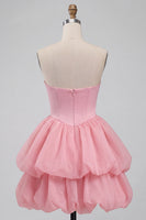 Load image into Gallery viewer, Pink Halter Corset Tiered Short Cocktail Dress with Covered Buttons