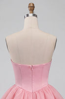 Load image into Gallery viewer, Pink Halter Corset Tiered Short Cocktail Dress with Covered Buttons