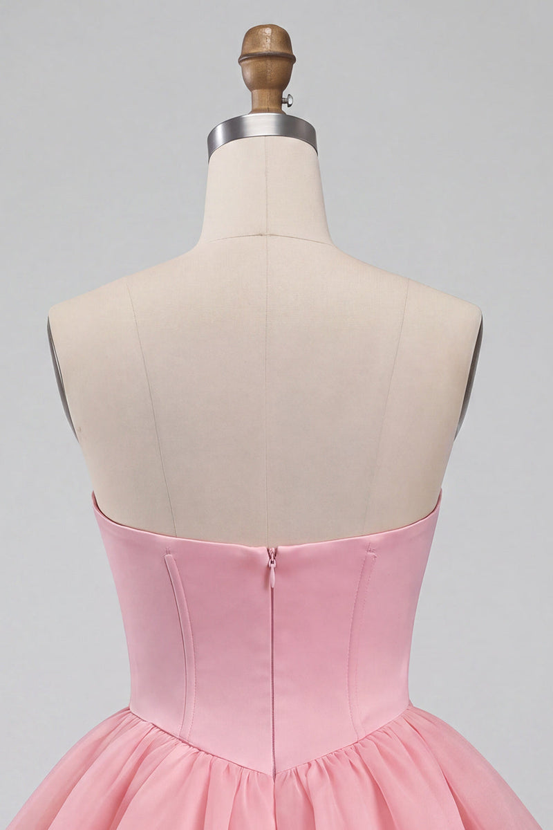 Load image into Gallery viewer, Pink Halter Corset Tiered Short Cocktail Dress with Covered Buttons