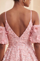 Load image into Gallery viewer, Olive A-Line Floral Cold Shoulder Puff Sleeves Short Corset Cocktail Dress