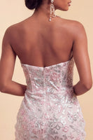 Load image into Gallery viewer, Sparkly Blush Floral Corset Tight Ruched Sequins Short Cocktail Dress