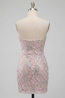 Load image into Gallery viewer, Sparkly Blush Floral Corset Tight Ruched Sequins Short Cocktail Dress
