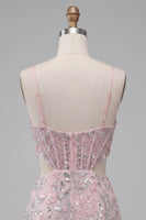 Load image into Gallery viewer, Floral Blush Cut Out Sparkly Tight Short Corset Cocktail Dress