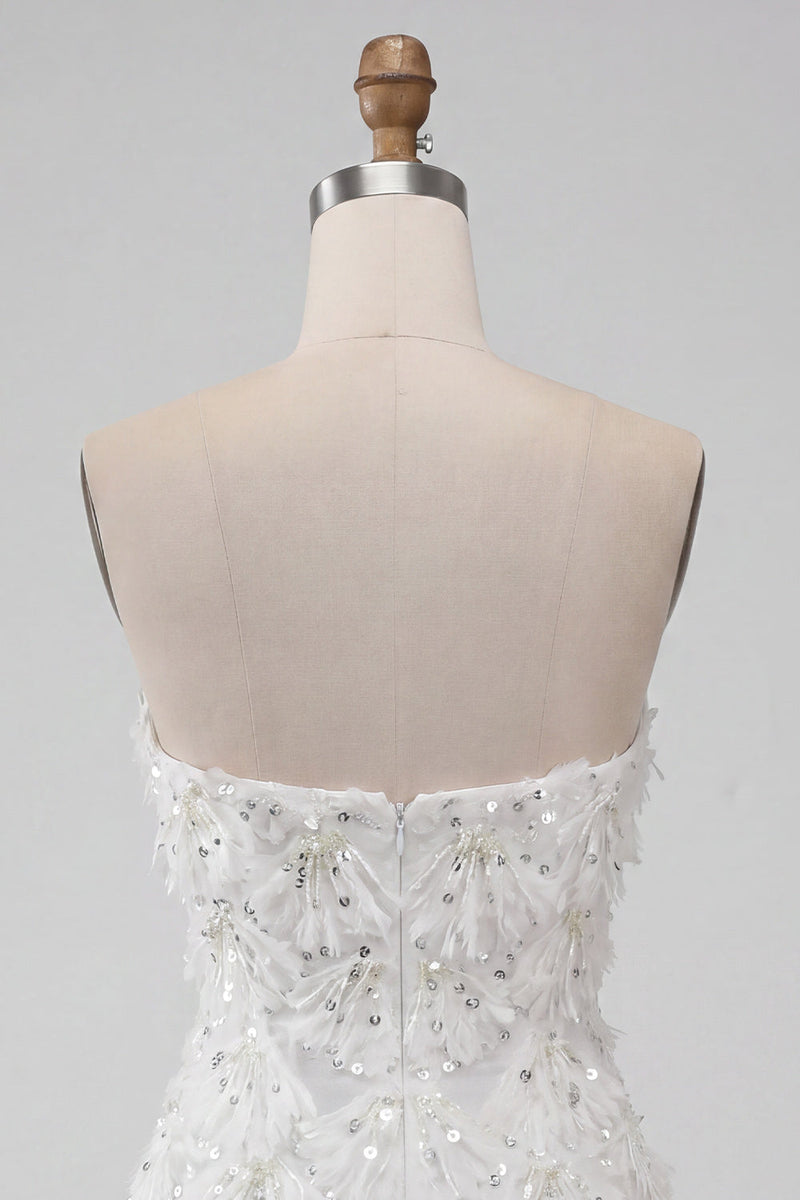 Load image into Gallery viewer, Sparkly Floral Ivory Sequin Sweetheart Short Tight Cocktail Dress