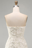 Load image into Gallery viewer, Sparkly Floral Ivory Sequin Sweetheart Short Tight Cocktail Dress