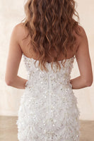 Load image into Gallery viewer, Sparkly Floral Ivory Sequin Sweetheart Short Tight Cocktail Dress