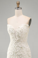 Load image into Gallery viewer, Sparkly Floral Ivory Sequin Sweetheart Short Tight Cocktail Dress