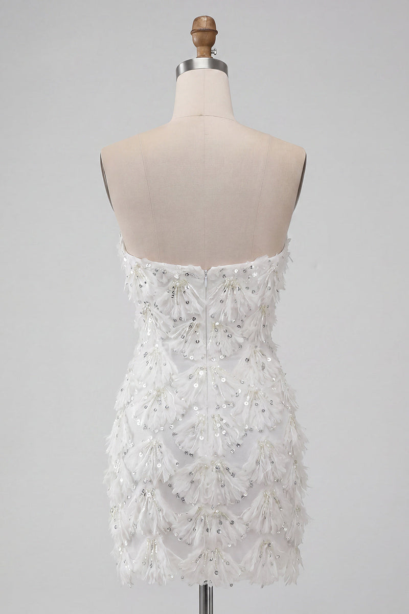 Load image into Gallery viewer, Sparkly Floral Ivory Sequin Sweetheart Short Tight Cocktail Dress