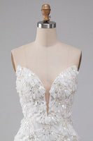 Load image into Gallery viewer, Sparkly Floral Ivory Sequin Sweetheart Short Tight Cocktail Dress