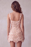 Load image into Gallery viewer, Ivory Sparkly Sequin Floral Tight Short A-Line Cocktail Dress