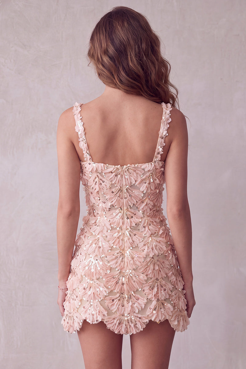 Load image into Gallery viewer, Ivory Sparkly Sequin Floral Tight Short A-Line Cocktail Dress