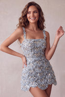 Load image into Gallery viewer, Ivory Sparkly Sequin Floral Tight Short A-Line Cocktail Dress