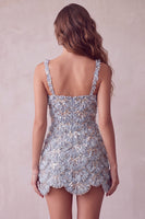 Load image into Gallery viewer, Ivory Sparkly Sequin Floral Tight Short A-Line Cocktail Dress