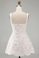 Load image into Gallery viewer, Ivory Sparkly Sequin Floral Tight Short A-Line Cocktail Dress