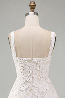 Load image into Gallery viewer, Ivory Sparkly Sequin Floral Tight Short A-Line Cocktail Dress