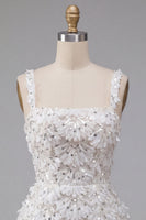 Load image into Gallery viewer, Ivory Sparkly Sequin Floral Tight Short A-Line Cocktail Dress