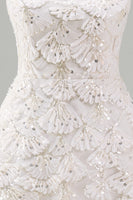 Load image into Gallery viewer, Ivory Sparkly Sequin Floral Tight Short A-Line Cocktail Dress