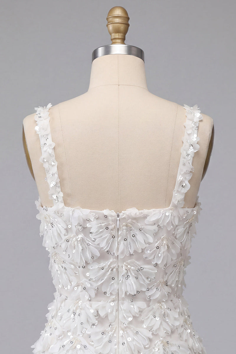 Load image into Gallery viewer, Ivory Sparkly Sequin Floral Tight Short A-Line Cocktail Dress