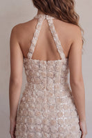 Load image into Gallery viewer, Floral Champagne Sparkly Sequin Tight Short Corset Cocktail Dress