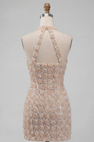 Load image into Gallery viewer, Floral Champagne Sparkly Sequin Tight Short Corset Cocktail Dress