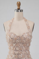 Load image into Gallery viewer, Floral Champagne Sparkly Sequin Tight Short Corset Cocktail Dress
