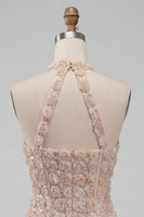 Load image into Gallery viewer, Floral Champagne Sparkly Sequin Tight Short Corset Cocktail Dress