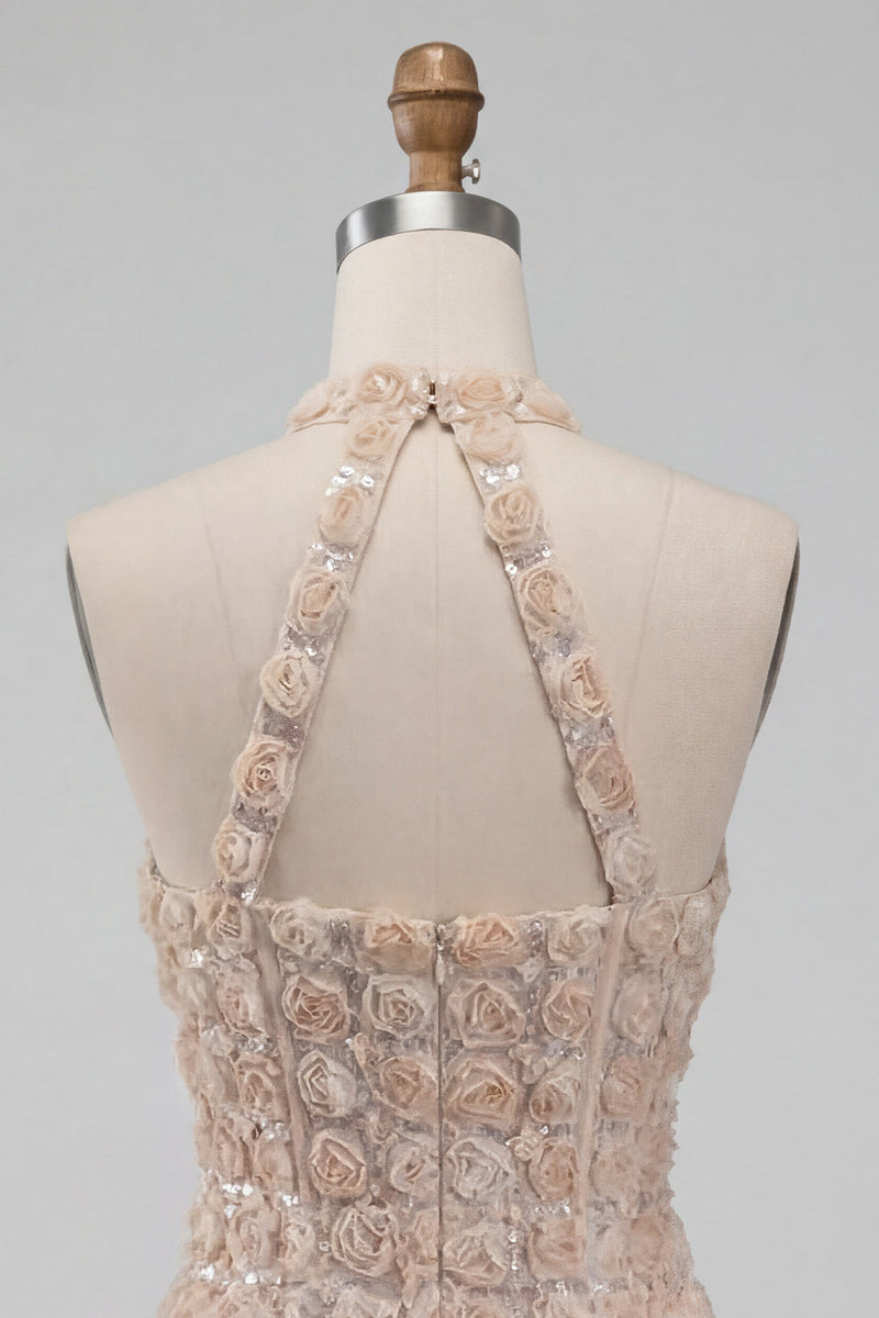 Load image into Gallery viewer, Floral Champagne Sparkly Sequin Tight Short Corset Cocktail Dress