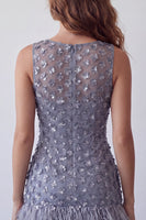 Load image into Gallery viewer, Sparkly Dusty Lavender Floral Short Tight Cocktail Dress with Feather