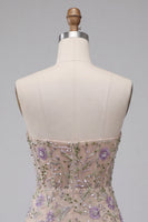 Load image into Gallery viewer, Sparkly Floral Beaded Dusty Sage Tight Short Corset Cocktail Dress