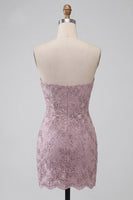Load image into Gallery viewer, Fog Lace Floral Sparkly Strapless Tight Short Beaded Cocktail Dress
