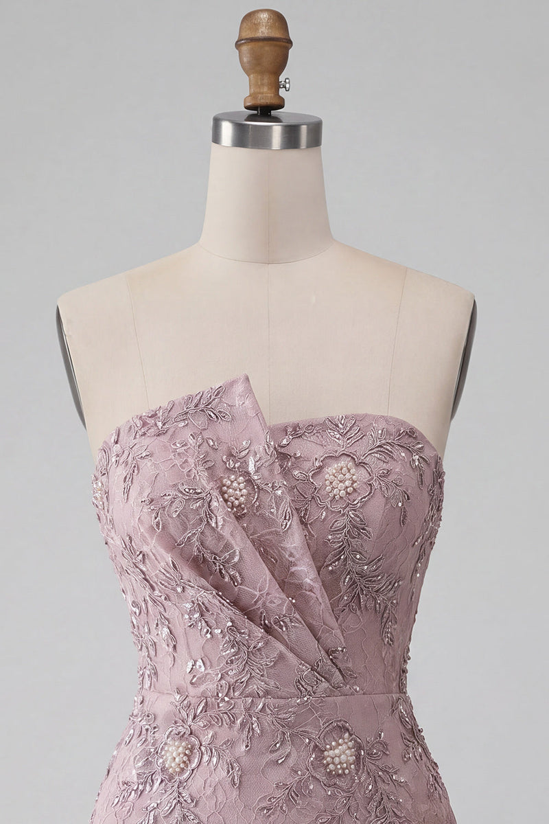 Load image into Gallery viewer, Fog Lace Floral Sparkly Strapless Tight Short Beaded Cocktail Dress