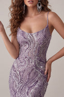 Load image into Gallery viewer, Sparkly Lilac Beaded Short Tight Cocktail Dress