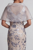 Load image into Gallery viewer, Silver Floral Mermaid V-Neck Long Mother of the Bride Dress