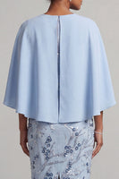 Load image into Gallery viewer, Saprkly Sky Blue Floral Sheath Beaded Midi Mother of the Bride Dress with Cape